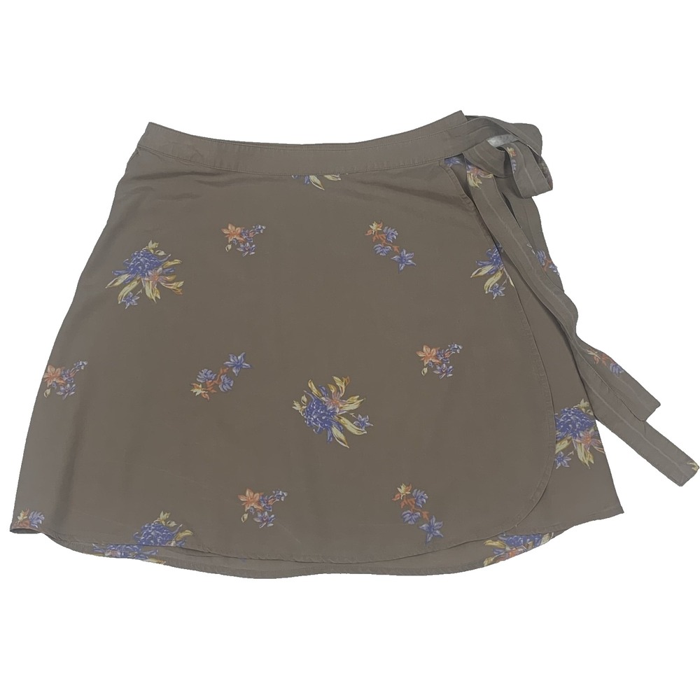 Patagonia Wrap A Line Skirt Womens Small Brown Floral Casual Lyocell Short